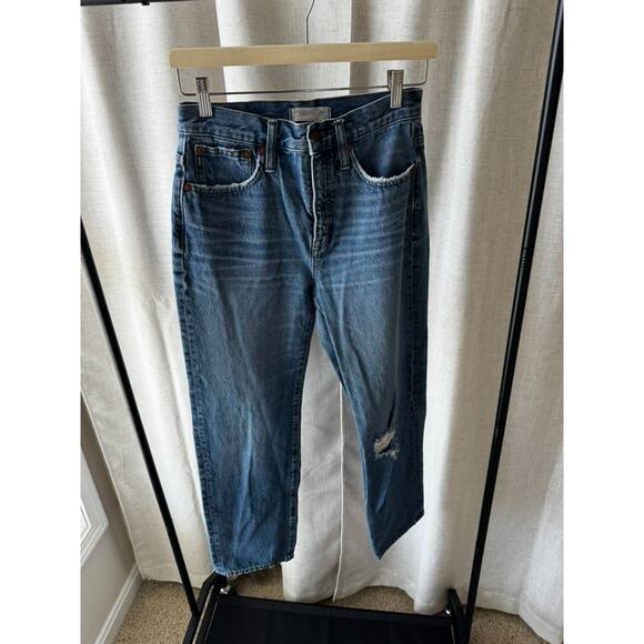 Madewell Classic Straight Jeans | Distressed Ripped Knee Size 26 - Picture 2 of 8